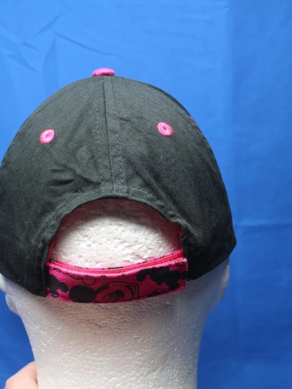 Disney Parks Mickey Mouse Hat Baseball Youth Size Strap Cap Black Pink Bling